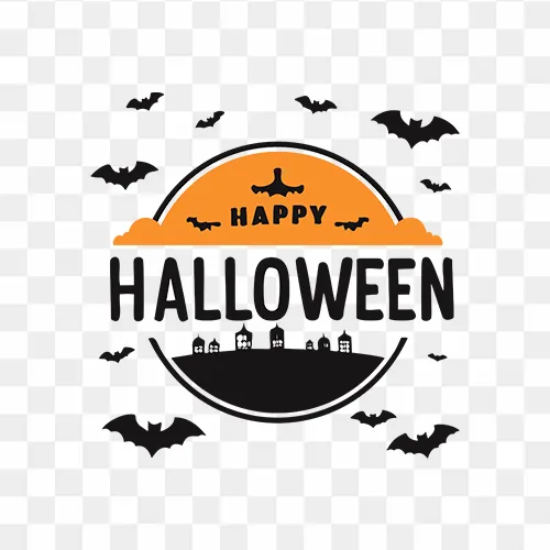 Unique "Happy Halloween" PNG, Artistic, Hand-drawn