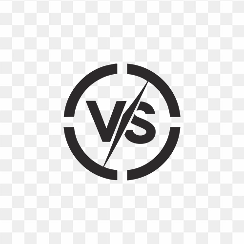 Black VS logo silhouette PNG with transparent background