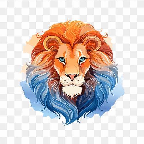 watercolor lion head PNG transparent