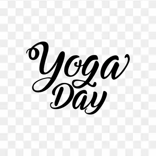 Yoga Day Text in Black color PNG images