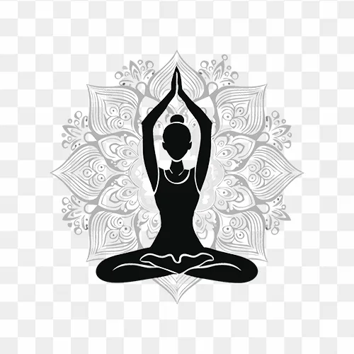 Yoga postures with flourish design png free images