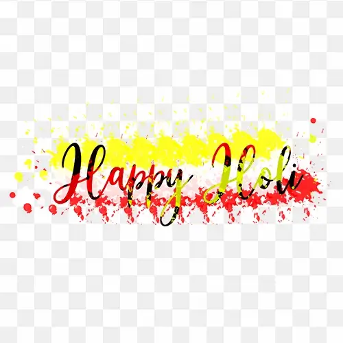 Happy holi png yellow and red with transparent background