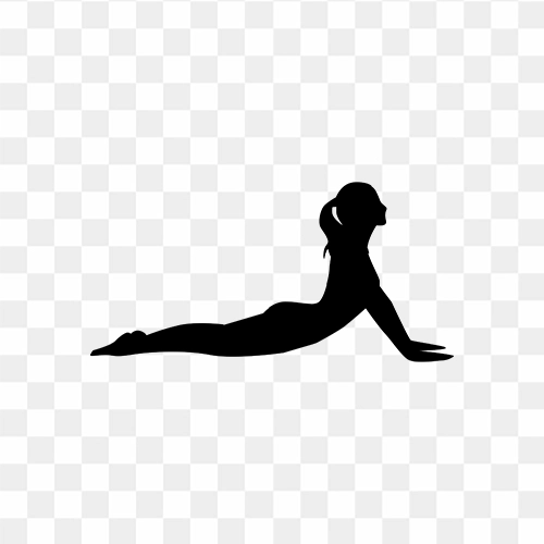 Woman Doing yoga cobra pose Silhouette free transparent png