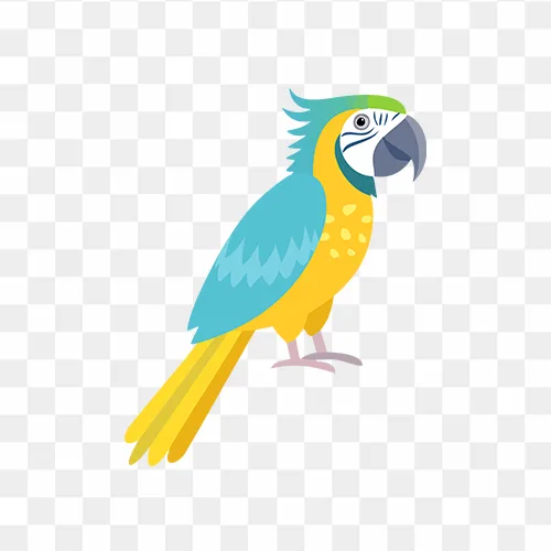A colorful parrot with a blue tail and yellow feathers Transparent PNG