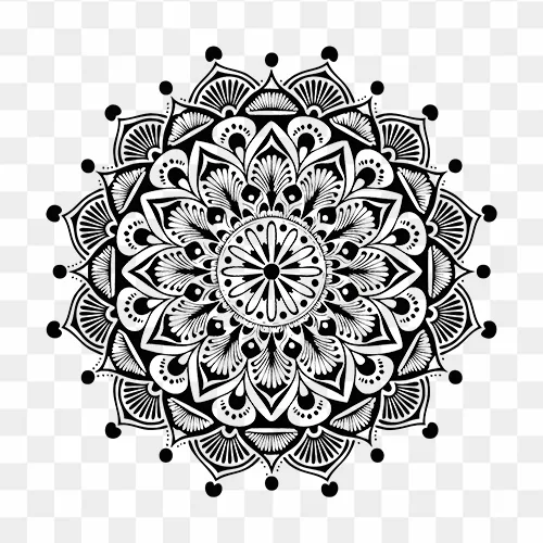 Black Mandala Circular Pattern PNG Images For Wedding Project