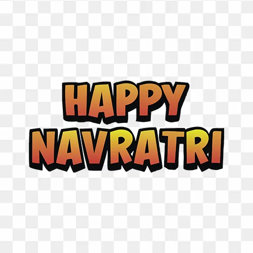 Bold gradient calligraphy Happy Navratri text with transparent background