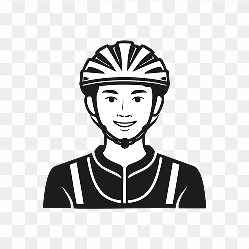 Cyclist face illustration Black and white free PNG Images