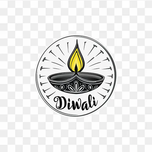 Diwali Festival Text with Diya PNG