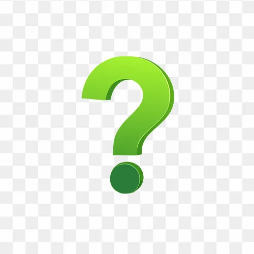 Gradient question mark PNG icon for FAQs and learning tools
