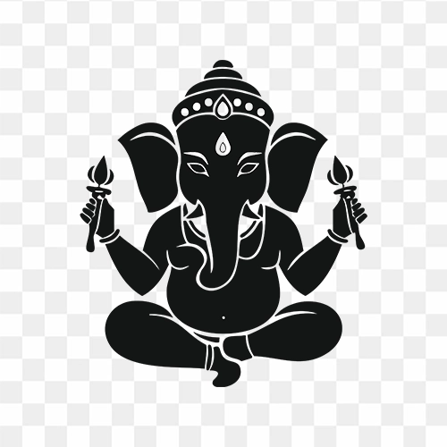 Ganesha Silhouette PNG Design with Transparent Background