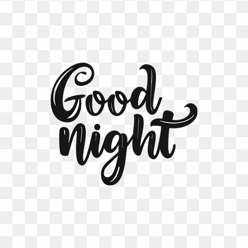 Good Night Black calligraphy PNG text