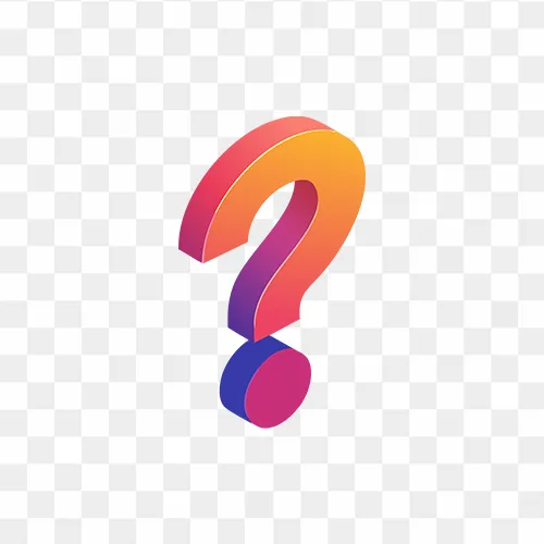 Colorful gradient question mark icon in PNG format with transparent background