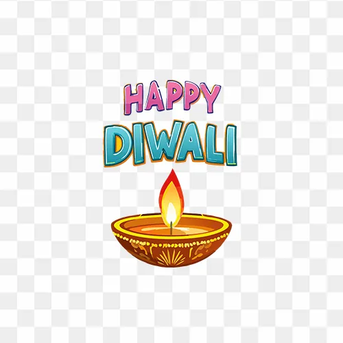 Happy Diwali text PNG with festive typography