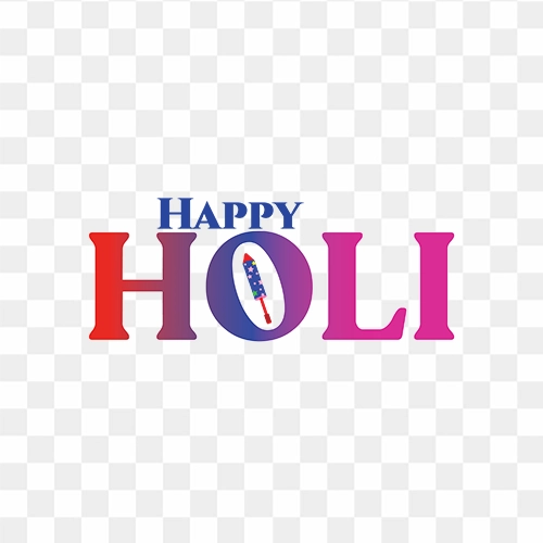 Happy Holi Gradient Text Free PNG