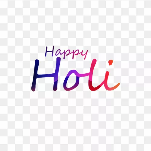 Happy Holi colorful text PNG with vibrant festival colors