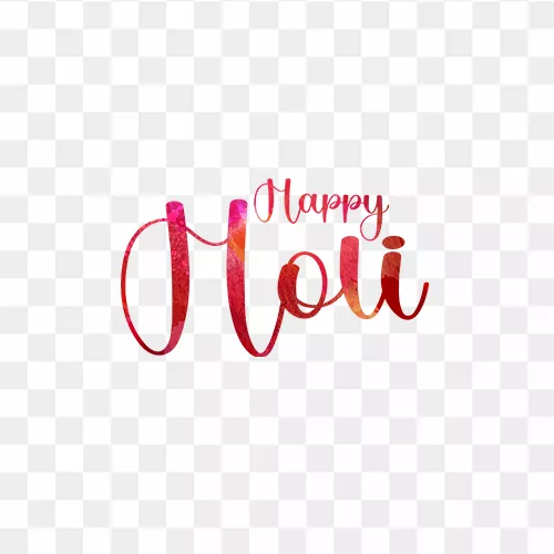Creative Happy Holi text PNG with colorful typography