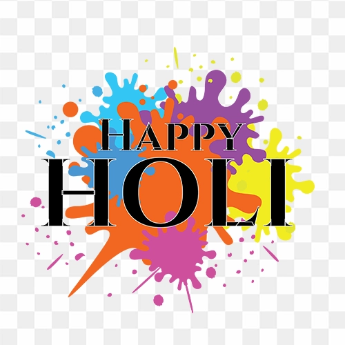 Happy holi with on Splash Color Effect Background PNG Image