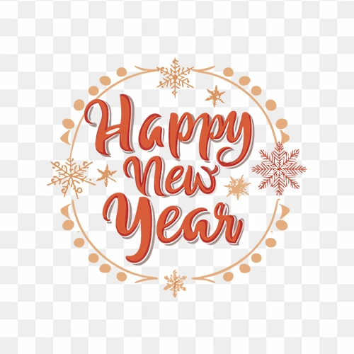 Happy New Year PNG text with transparent background free download