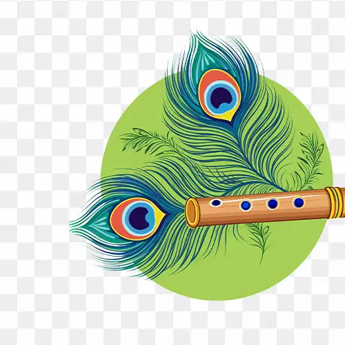 Krishna Flute with Peacock Feather png free download
