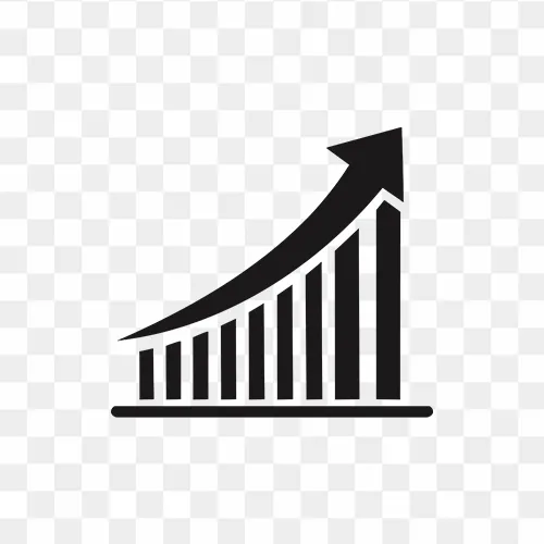 Modern flat design growth chart PNG graphic in transparent background