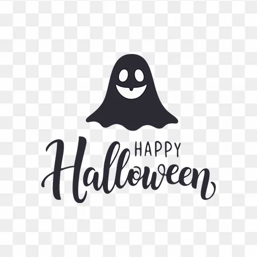Spooky Ghost "Happy Halloween" PNG, scary ghost, Halloween typography, digital art