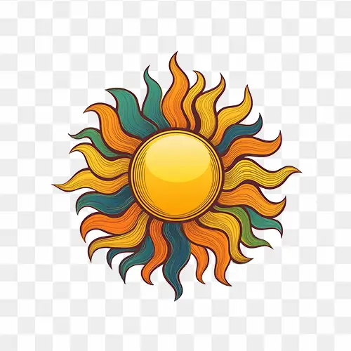 Sun logo as an icon or symbol free transparent HD png image
