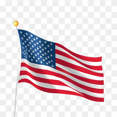 Usa National Flying Flag With Stars And Stripes